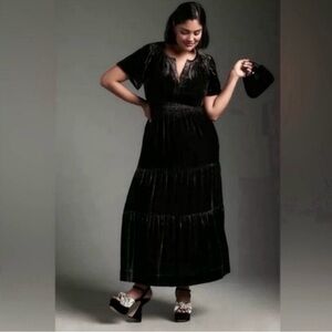 Anthropologie SOMERSET Black Velvet Maxi Dress